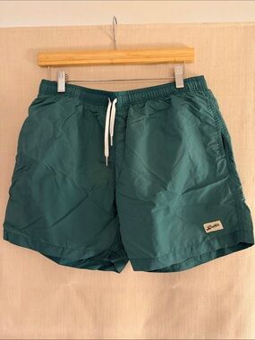 Men's Teal Swim Trunks with White Drawstring